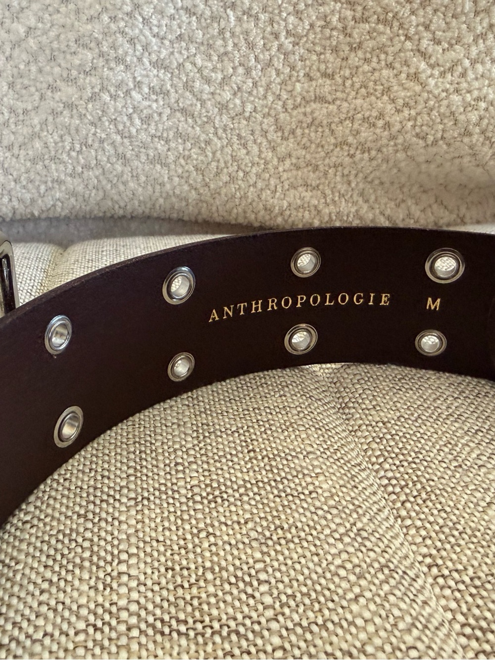Anthropologie Dark Brown Leather Belt with Silver Heart & Flower Studs NWT - Picture 4 of 5